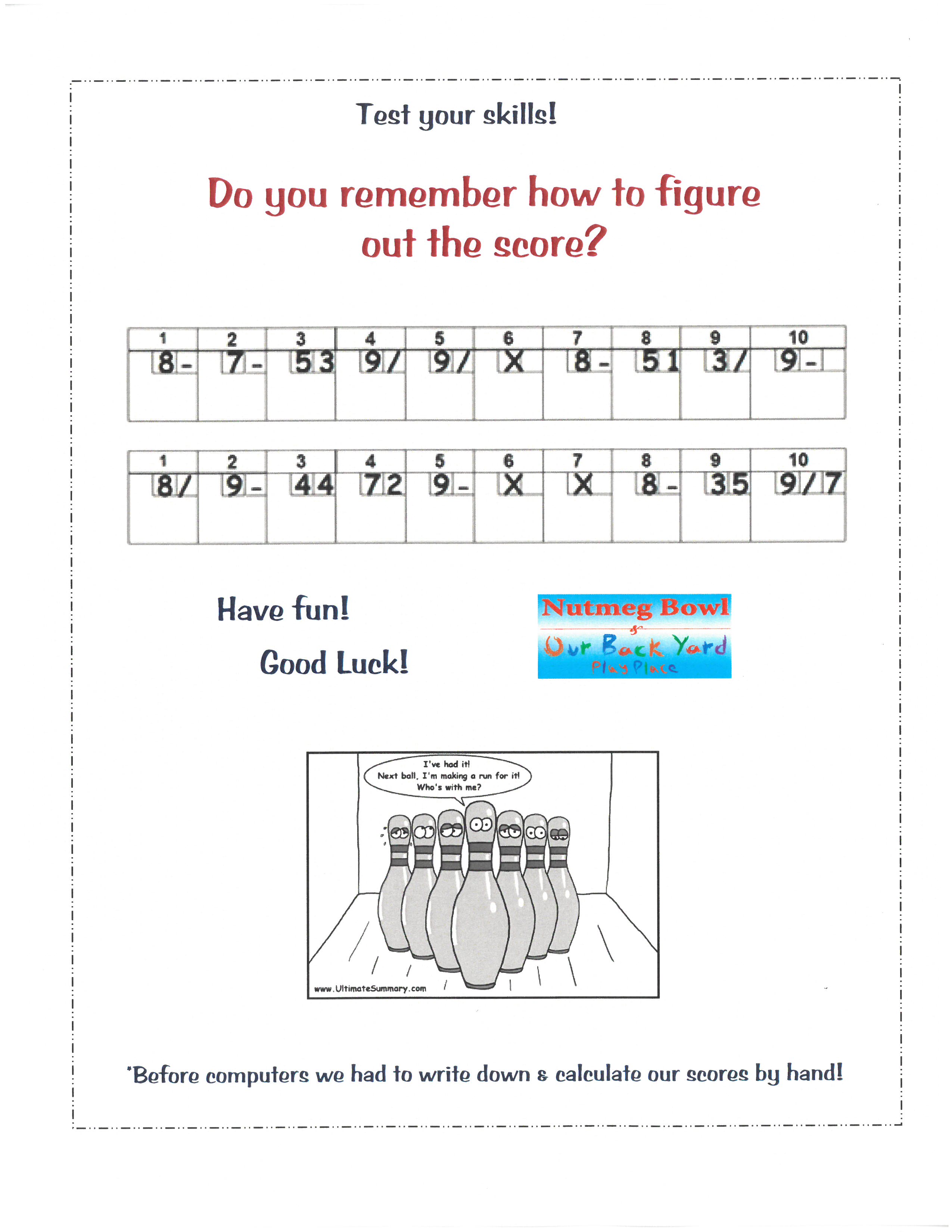 Nutmeg Bowling Center > PUZZLES > Numbers